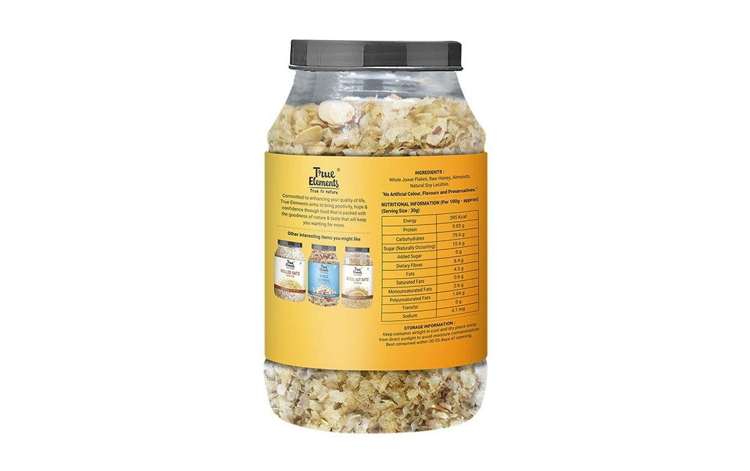 True Elements Jowar Flakes with Honey and Almonds   Plastic Jar  750 grams
